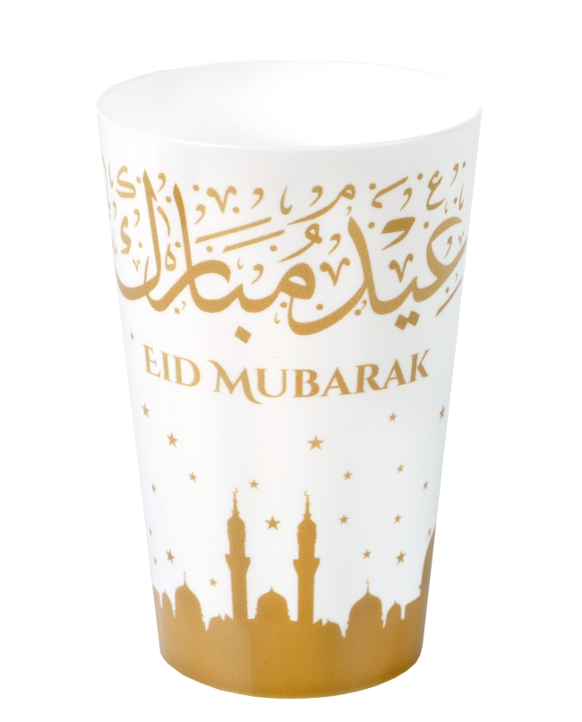 Vaso Reutilizable Eid Mubarak Oro 7.3X11.6cm /33cl Polipropileno