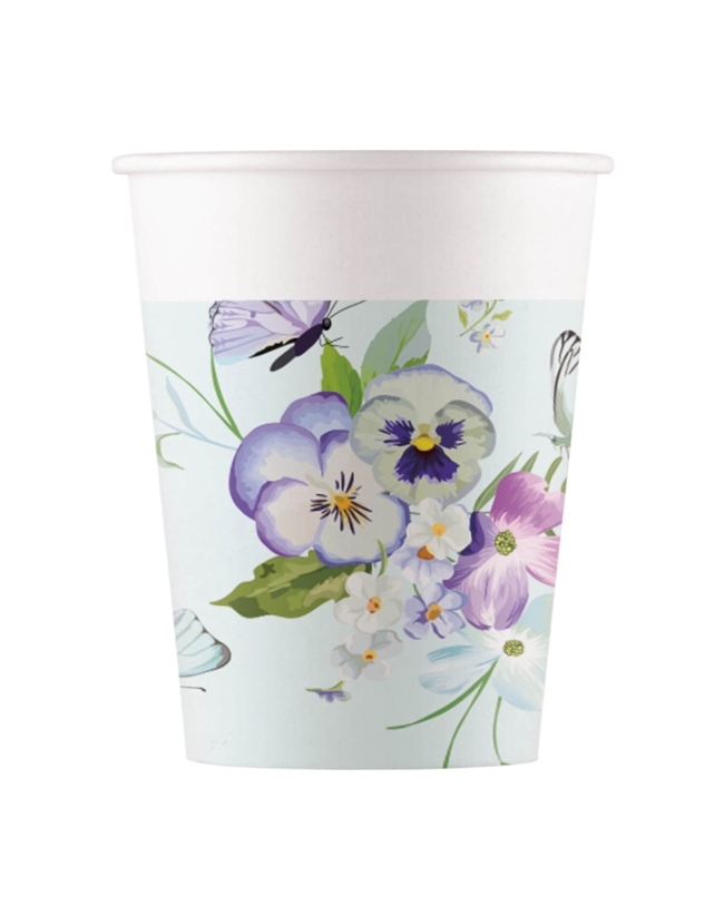 Vasos Papel 200ml Mariposas Turquesa Fsc ***OFERTA DTO NO ACUMULABLE