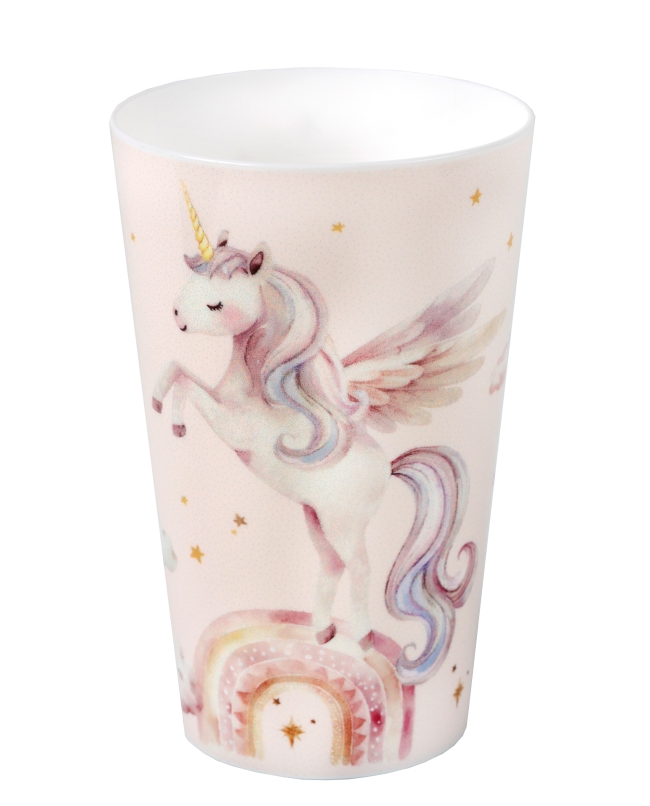 Vaso Reutilizable Unicornio Rosa 7.3X11.6cm /33cl Polipropileno
