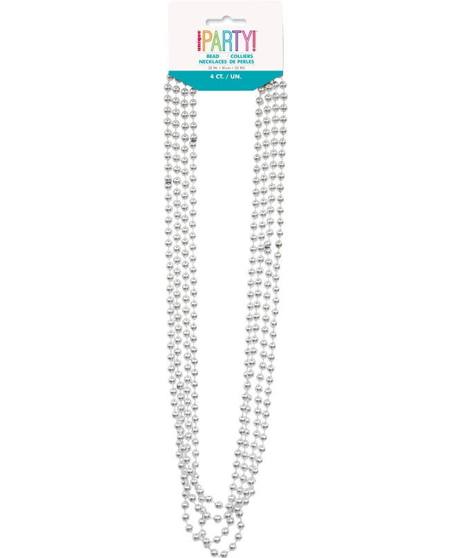 Collares Cuentas Metal Plata 81cm