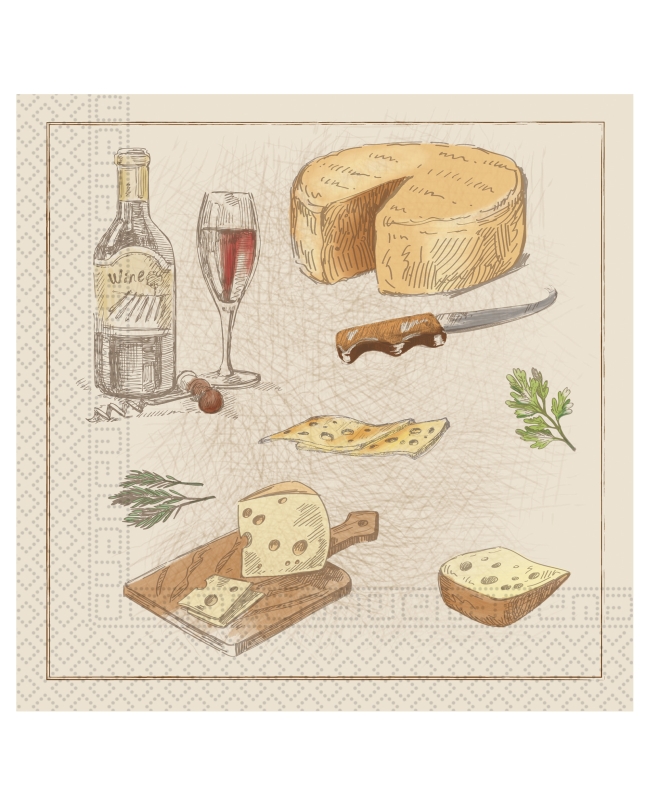 Servilletas 33 X 33cm Quesos 3Ply Fsc