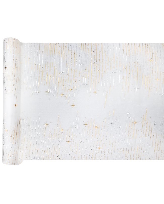 Camino Mesa Navidad Estrellada Marfil 36cm Tela Crepe 2,5m***OFERTA DTO NO ACUMULABLE
