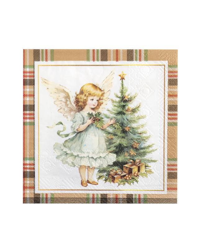 Servilleta Peq. Cuadros Navidad Caramelo 25X25cm Papel 3 Capas ***OFERTA DTO NO ACUMULABLE
