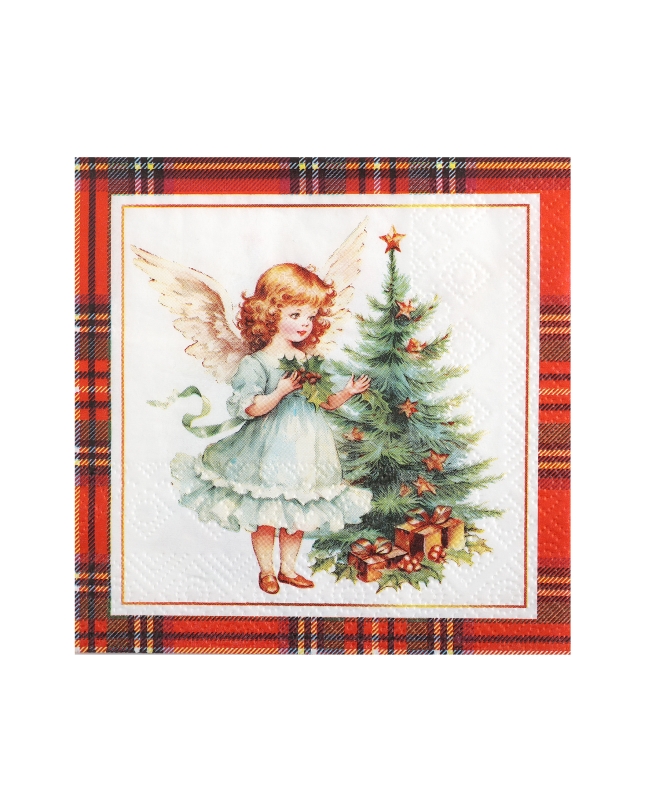 Servilleta Peq. Cuadros Navidad 25X25cm Papel 3 Capas ***OFERTA DTO NO ACUMULABLE