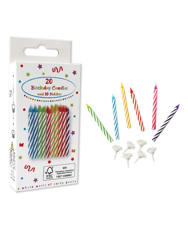 Velas Espiral Multicolor Con Sujetavelas Fsc