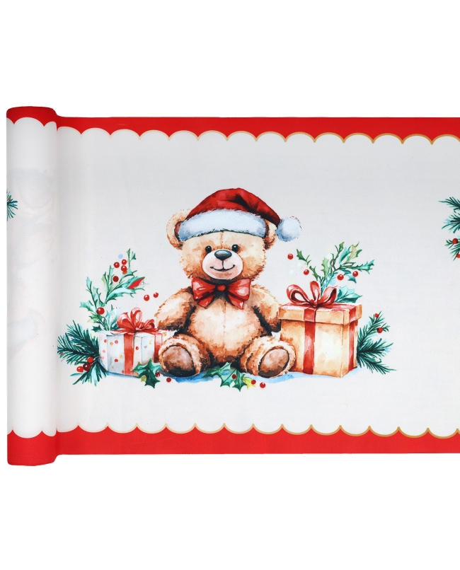 Camino Mesa Osito Navidad 28cm Popelina Poliester 2,5m***OFERTA DTO NO ACUMULABLE
