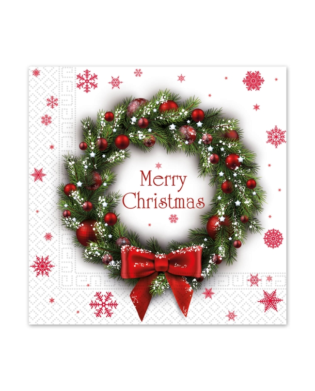 Servilletas 33X33cm Merry Xmas Corona Fsc 3Pli