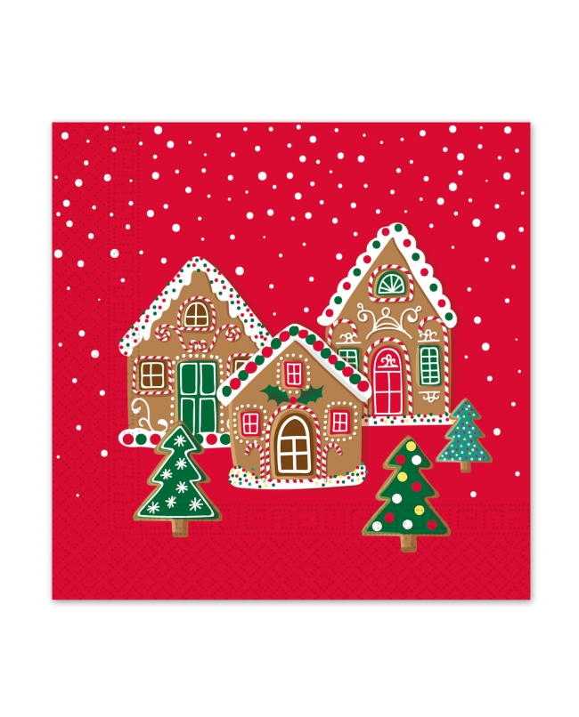Servilletas 33X33cm Casitas Galleta Fsc 3Pli