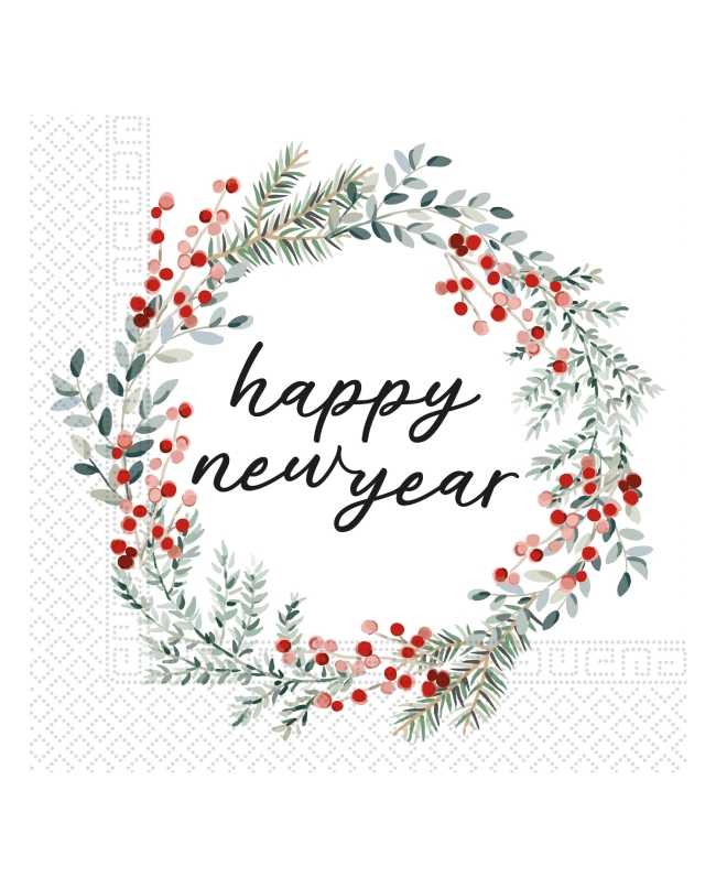 Servilletas 33X33cm H. New Year Corona Fsc 3Pli