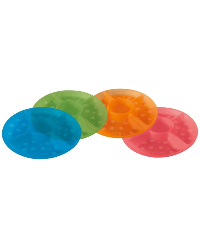 Plato Plastico Reutilizable 29,5cm Apartados Semitransp. 4 Color