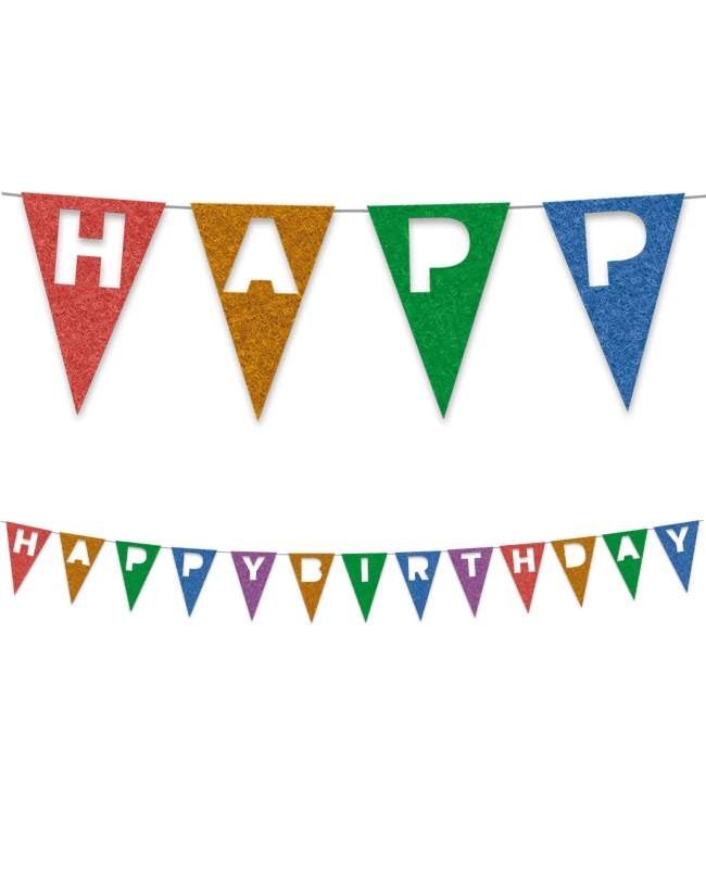 Banderin Reutilizable Happy Birthday Fieltro 2M