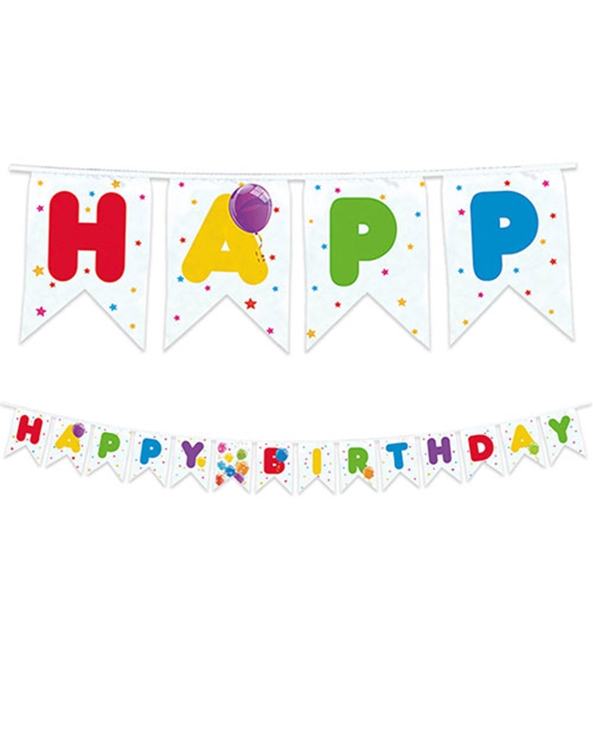 Banderin Reutilizable Happy Bday Globos