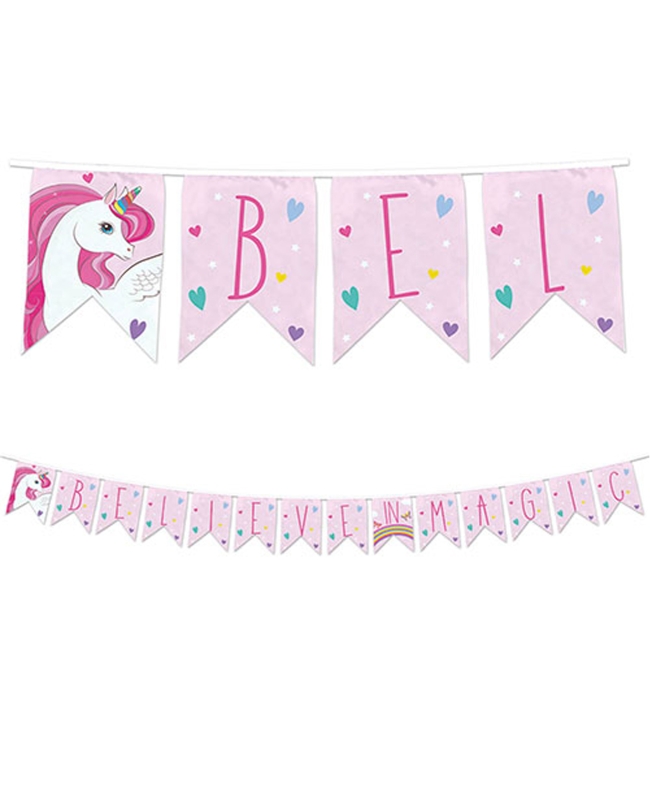Banderin Reutilizable Happy Bday Unicornio