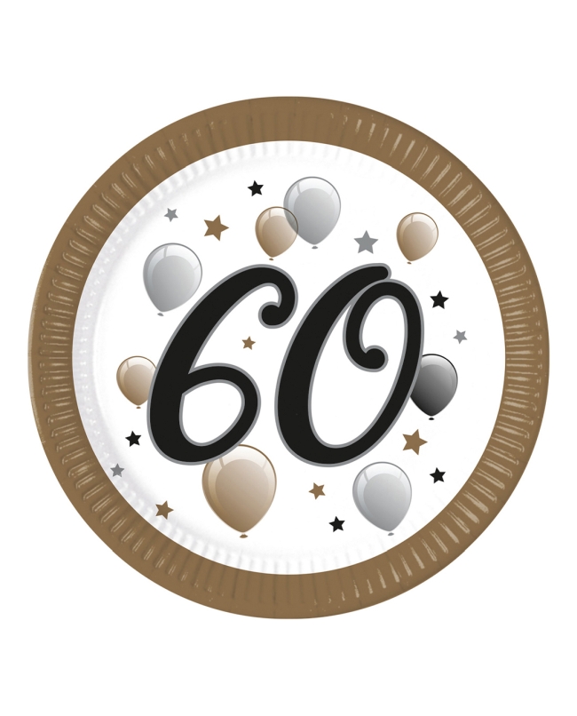 Platos 23cm 60 Años Oro/Negro Fsc