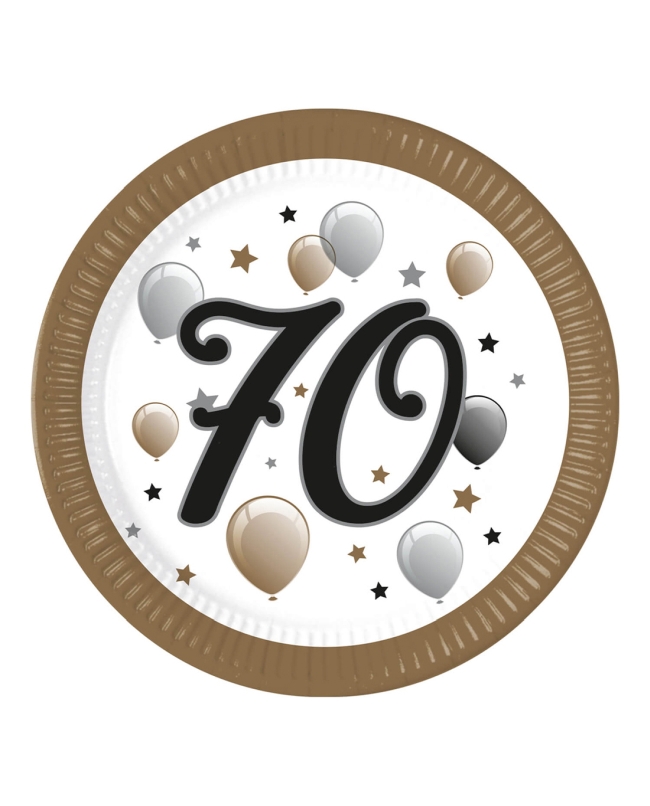 Platos 23cm 70 Años Oro/Negro Fsc