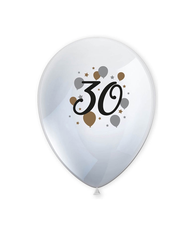Globos Latex 30 Años Oro/Negro