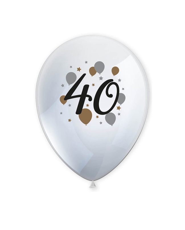 Globos Latex 40 Años Oro/Negro