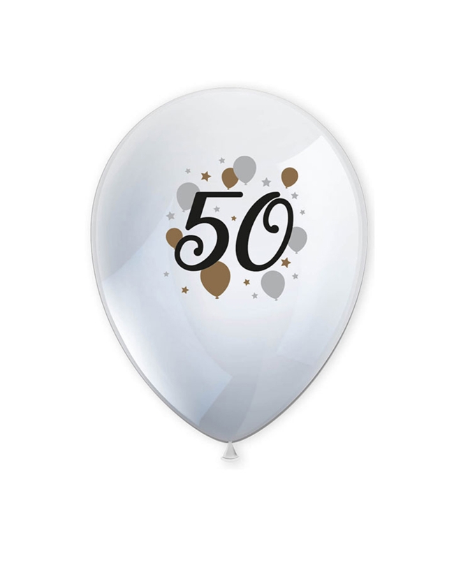 Globos Latex 50 Años Oro/Negro