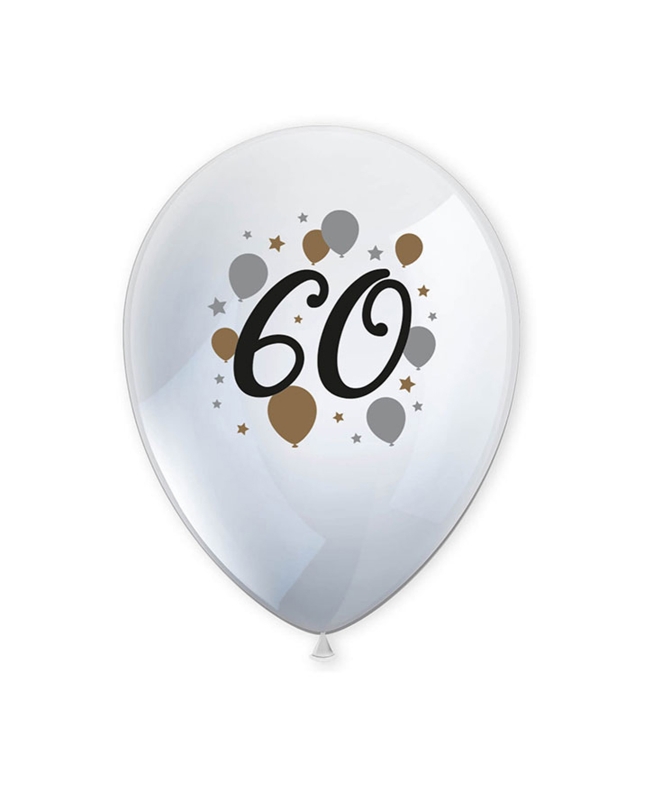 Globos Latex 60 Años Oro/Negro