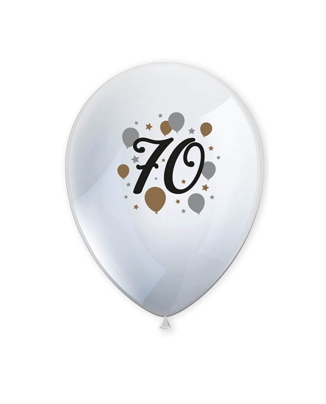 Globos Latex 70 Años Oro/Negro
