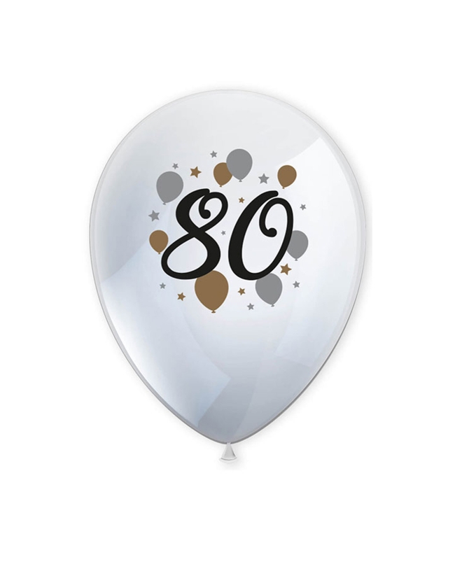 Globos Latex 80 Años Oro/Negro