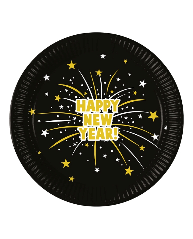 Platos 23cm H. New Year Negro Fsc
