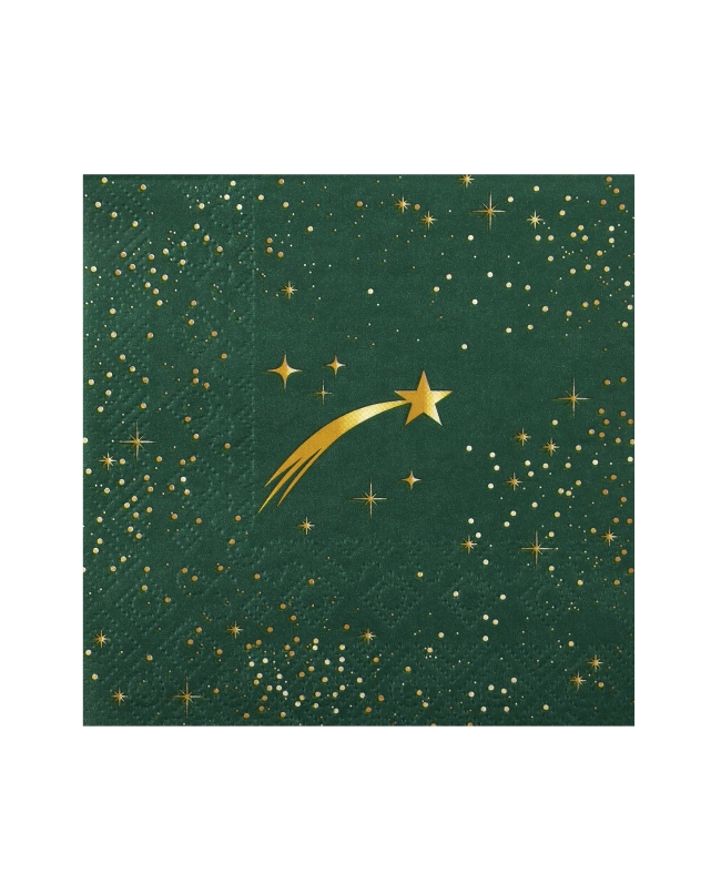 Servilleta Peq. Estrella Fugaz Verde Abeto 25X25cm Papel 3 Capas ***OFERTA DTO NO ACUMULABLE