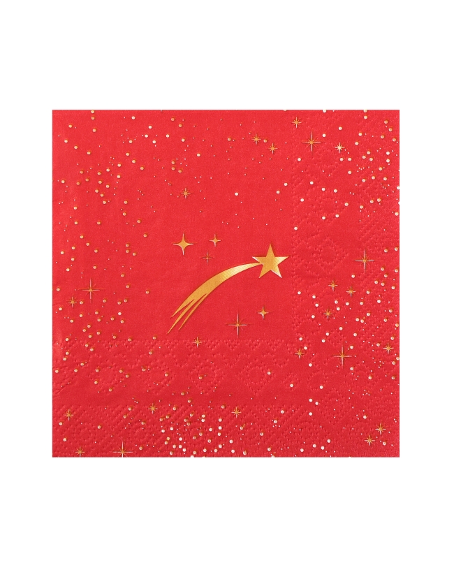 Servilleta Peq. Estrella Fugaz Rojo 25X25cm Papel 3 Capas ***OFERTA DTO NO ACUMULABLE