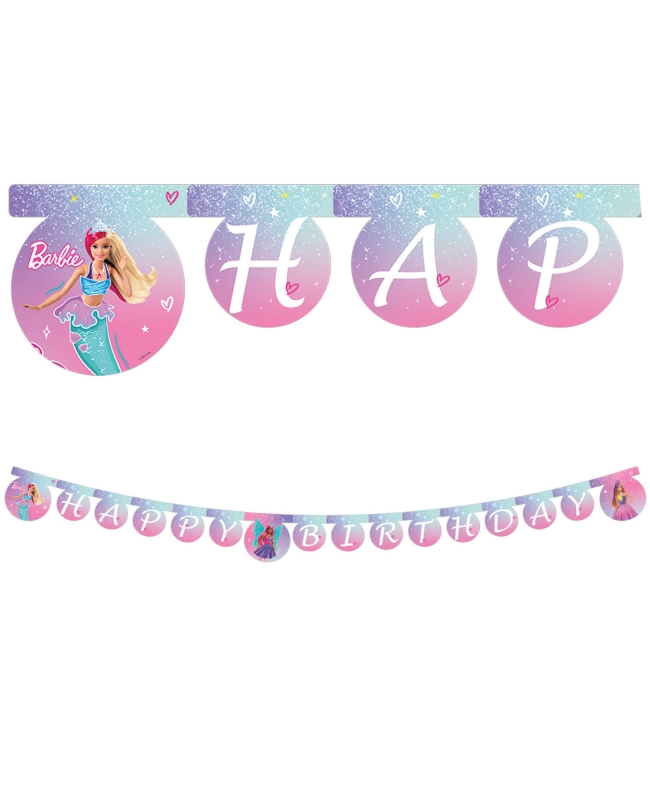 Guirnalda Happy Bday Barbie Papel Fsc