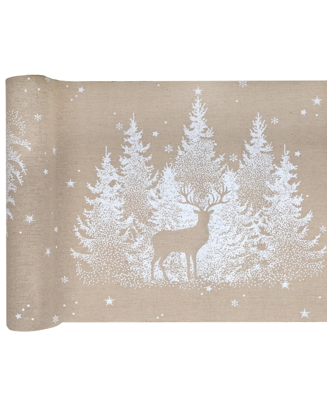 Camino Mesa Navidad Bajo La Nieve Natural 28cm Algodon 2,5m***OFERTA DTO NO ACUMULABLE