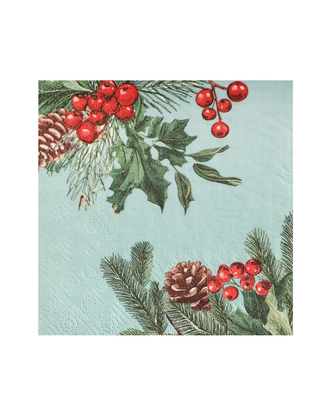 Servilleta Peq. Navidad Boscosa Celadon 25X25cm Papel 3 Capas ***OFERTA DTO NO ACUMULABLE
