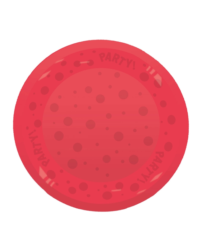 Plato Plastico Reutilizable 21cm Semitransp. Rojo
