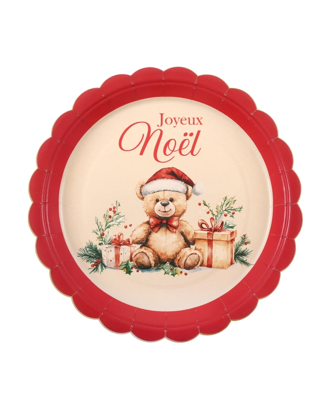 Plato Osito Navidad 23cm Carton ***OFERTA DTO NO ACUMULABLE