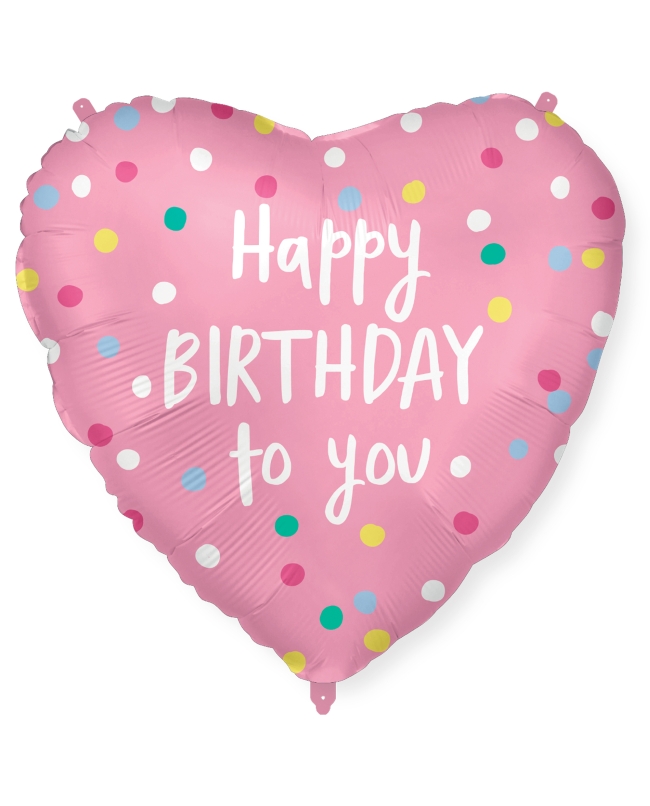 18/46cm Corazon Rosa Happy Bday Puntos, Cinta Y Peso ***OFERTA DTO NO ACUMULABLE
