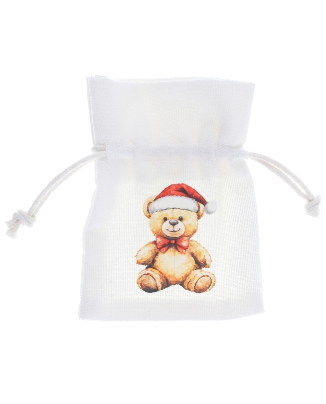 Bolsita Osito Navidad 7.5X10cm Algodon/Poliester ***OFERTA DTO NO ACUMULABLE