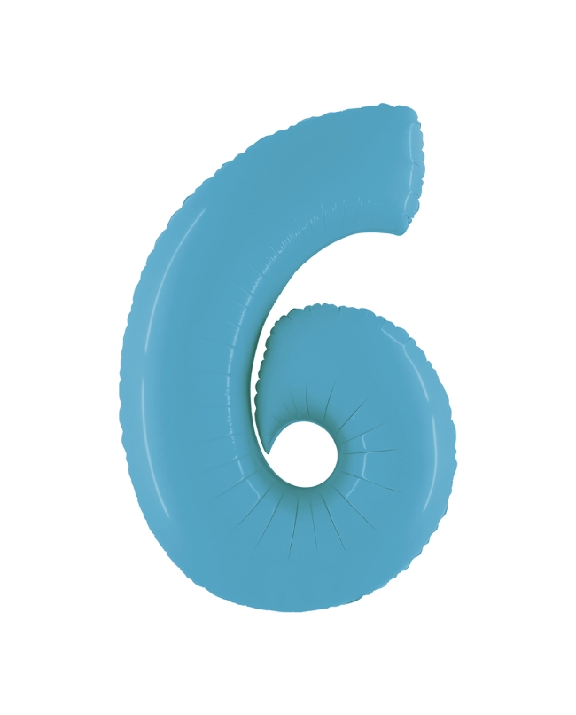 Globo Forma Numero 6 Azul Satin 95cm ***OFERTA DTO NO ACUMULABLE