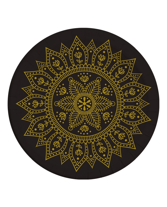 Platos 23cm Profundo Mandala Negro/Oro Fsc
