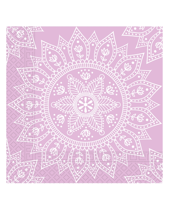 Servilletas 33 x 33cm Mandala Morado/Blanco 3Ply Fsc