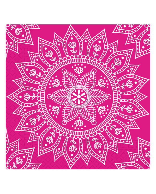 Servilletas 33 x 33cm Mandala Fucsia/Blanco 3Ply Fsc