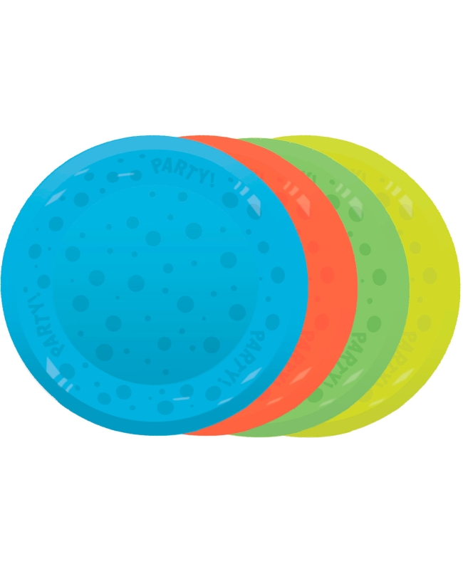 Plato Plastico Reutilizable 21cm Semitransp. Colores Mix
