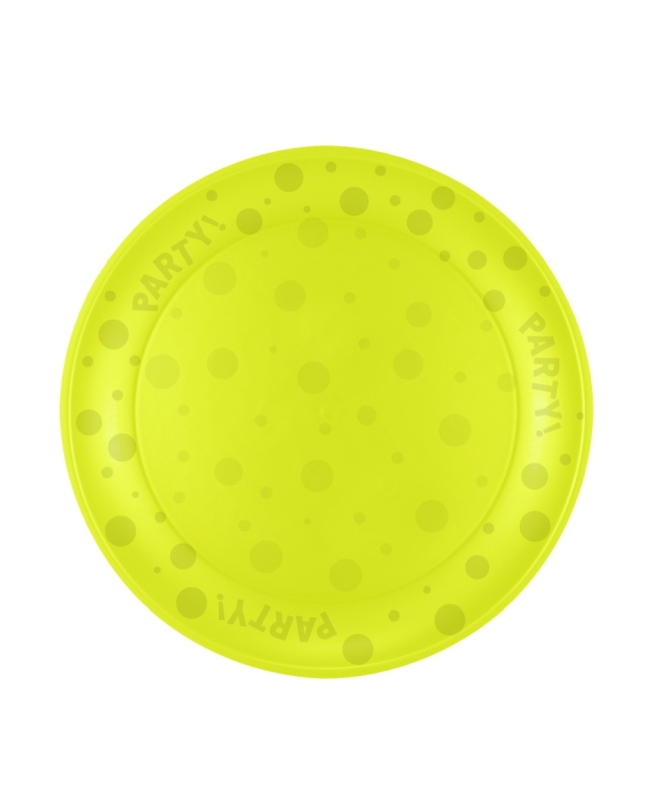 Plato Plastico Reutilizable 21cm Fluor Amarillo