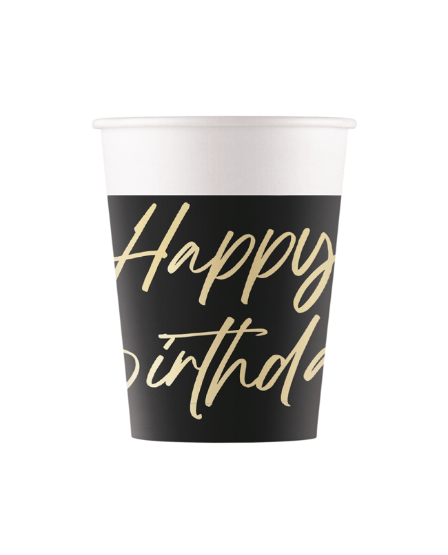 Vasos Papel 200ml Happy Bday Elegante Fsc