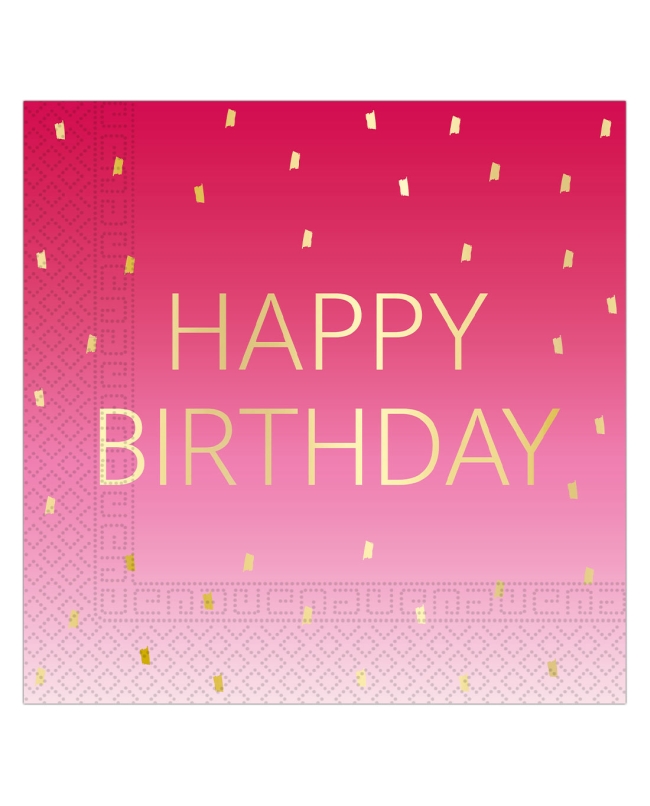 Servilletas 33 x 33cm Happy Bday Rosa Fsc