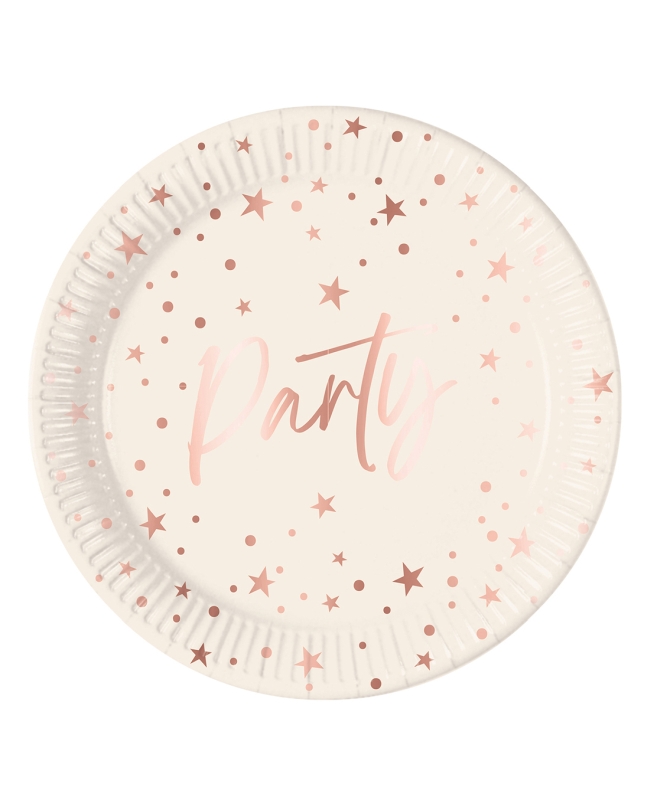 Platos 23cm Party Rosa Oro Fsc