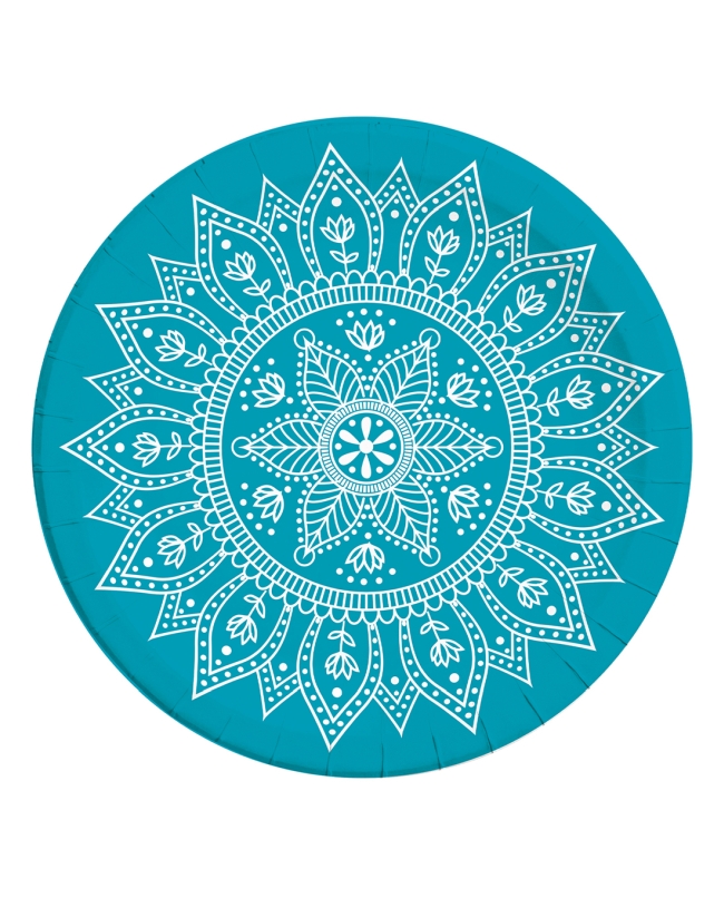 Platos 23cm Profundo Mandala Turquesa/Blanco Fsc