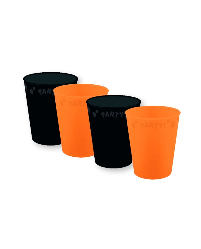 Vaso Plastico Reutilizable 250ml Negro/Naranja Mix