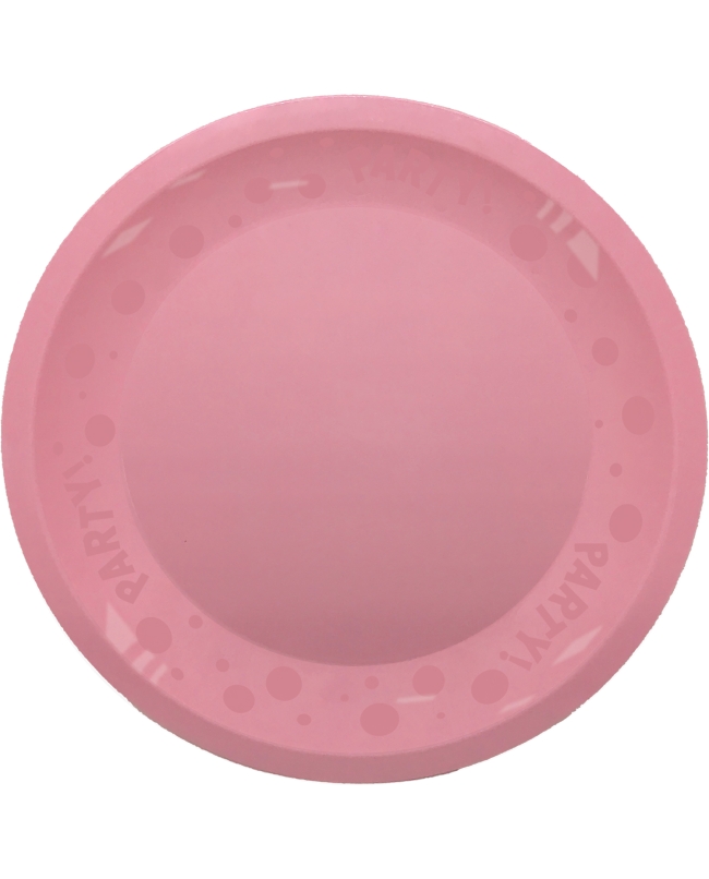 Platos Plastico Reutilizable 21cm Rosa Pastel