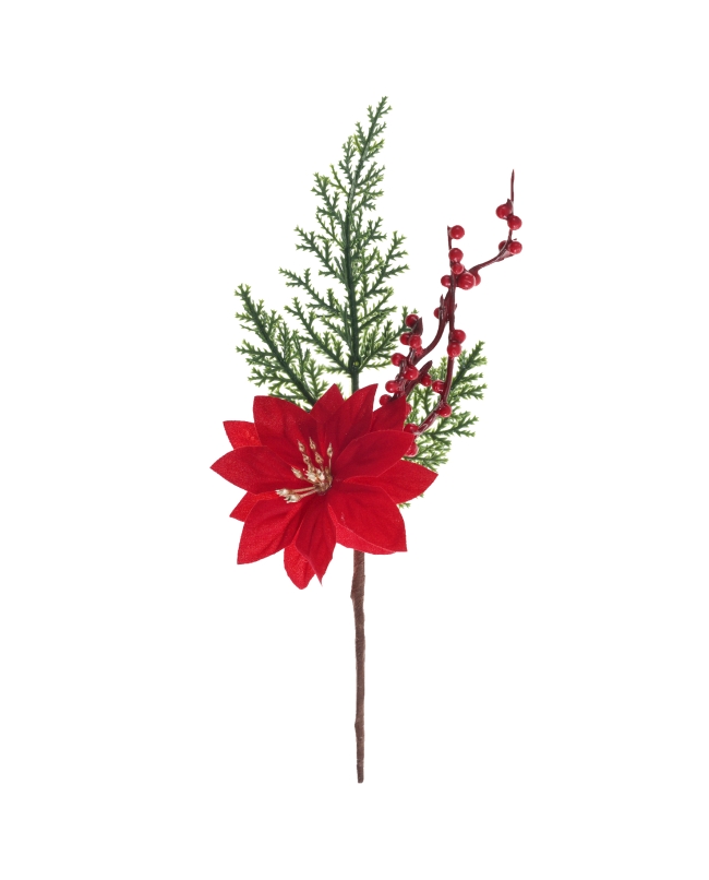 Rama Peq. Flor Pascua 8X22cm Poliester/Plastico ***OFERTA DTO NO ACUMULABLE
