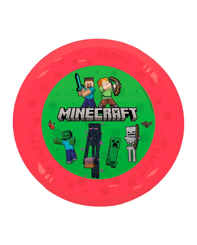 Plato Plastico Reutilizable 21cm Minecraft