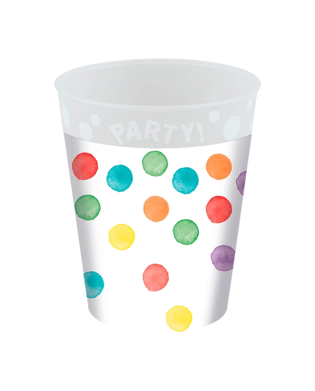 Vaso Plastico Reutilizable 250ml Puntos Acuarelas